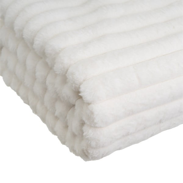 Baltos spalvos iš mikropliušo antklodė ir pledas 130x160 cm Fur Velvet – Casa Selección-image-3