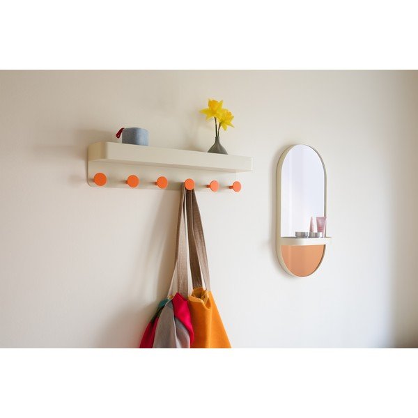 Oranžinis sieninis veidrodis su lentyna Remember Taupe-image-1