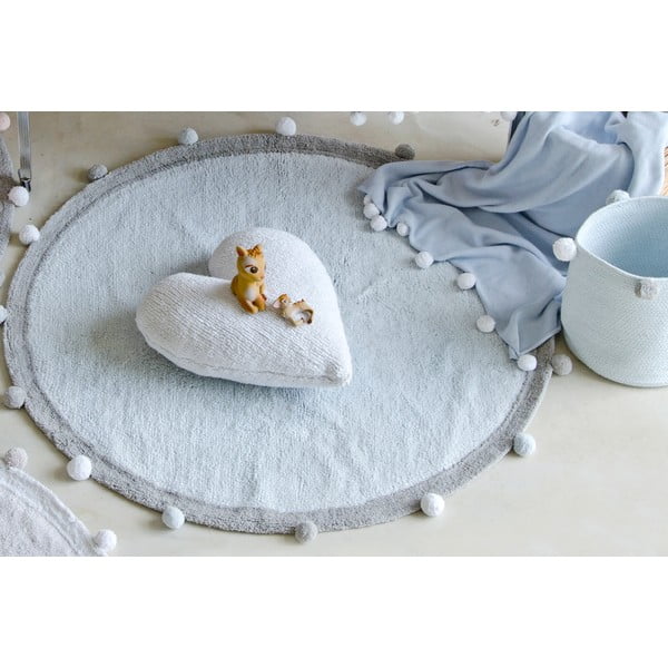 Skalbiamas/rankų darbo iš medvilnės vaikiškas kilimas šviesiai mėlynos spalvos ø120 cm Bubbly – Lorena Canals-image-1