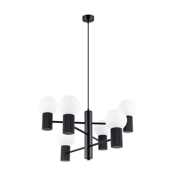 Juodos spalvos kabantis šviestuvas su stiklo gaubtu Orbital – Sollux