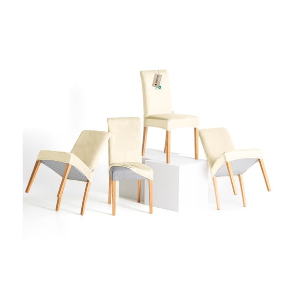 Kreminės spalvos įtempiami kėdėms baldų apmušalai 4 vnt. 48 cm Sento – Restilo