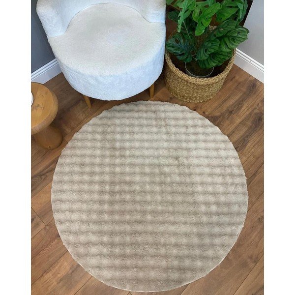 Skalbiamas apvalios formos kilimas smėlio spalvos ø 120 cm Bubble Cream – Mila Home-image-1