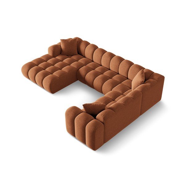 Terakotos spalvos iš šenilinio audinio kampinė sofa (su dešiniuoju kampu/„U“ formos) Treno – Cosmopolitan Design-image-2