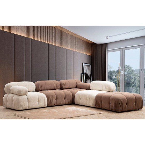 Modulinė sofa kreminės spalvos iš boucle (su dešiniuoju kampu) Bubble – Artie-image-4