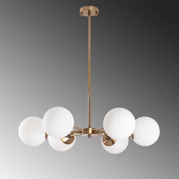 Baltos spalvos/žalvario spalvos kabantis šviestuvas ø 73 cm su stiklo gaubtu Akkas – Opviq lights-image-3