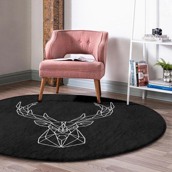 Skalbiamas/robotiniams dulkių siurbliams apvalios formos kilimas juodos spalvos ø 100 cm Comfort – Mila Home-image-1