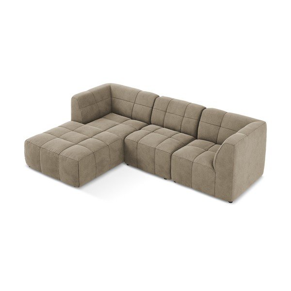Rudos spalvos kampinė sofa iš velveto (su kairiuoju kampu/su gultu) Aloha – Makamii-image-3
