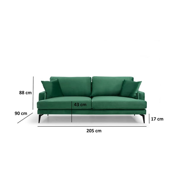 Sofa žalios spalvos 205 cm Papira – Balcab Home-image-3