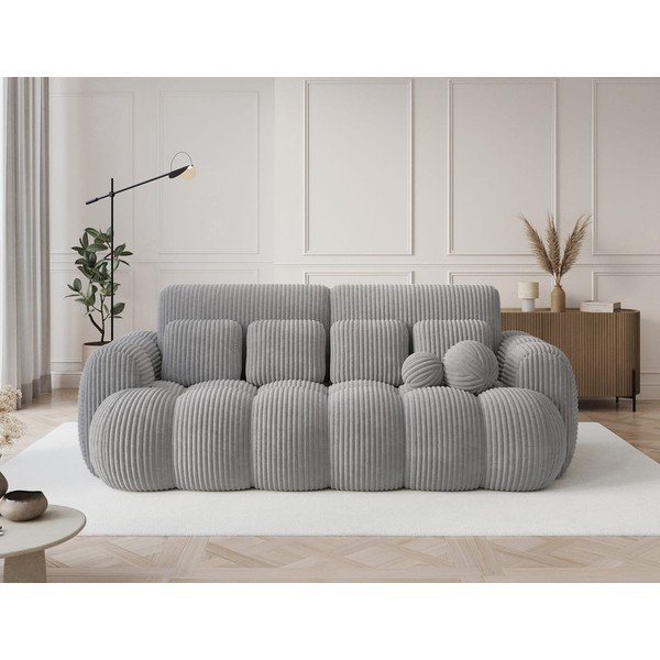 Pilkos spalvos sulankstoma sofa iš kordinio velveto 256 cm Cotonn – ELTAP-image-1