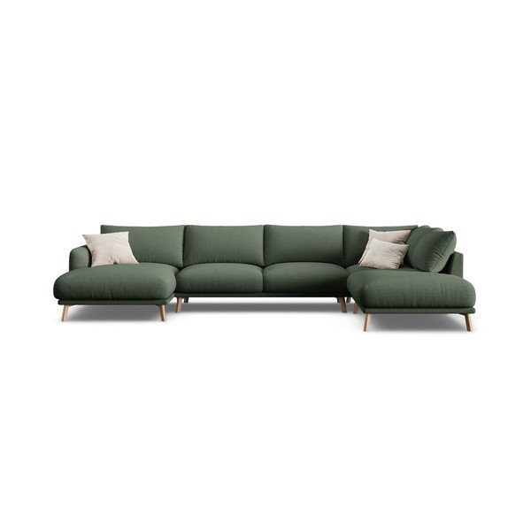 Žalios spalvos kampinė sofa („U“ formos) Naomi – Micadoni -image-2