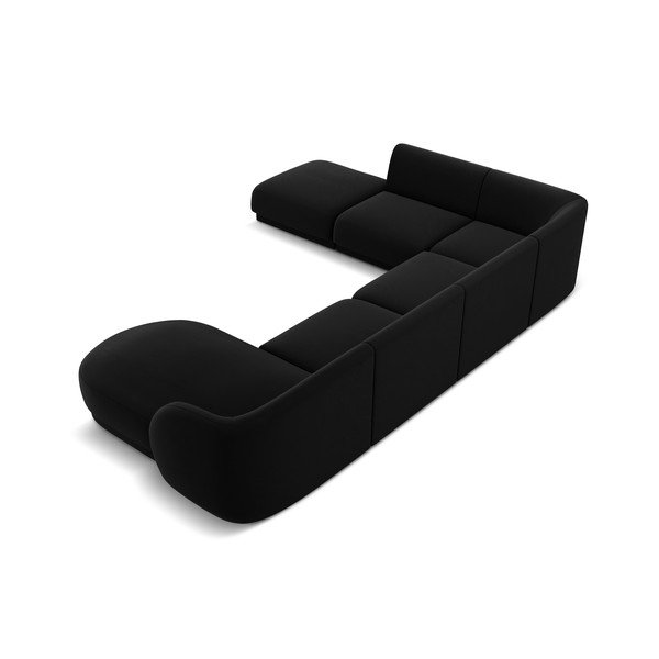 Juodo aksomo kampinė sofa (kairysis kampas) Miley - Micadoni Home-image-4