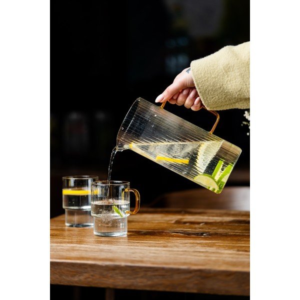Geltonos spalvos iš stiklo puodeliai 2 vnt. kapučino 350 ml Livio – Vialli Design-image-4
