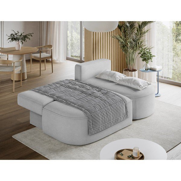 Pilkos spalvos sulankstoma/su sandėliavimo vieta kampinė sofa iš šenilinio audinio (su dešiniuoju kampu/su gultu) Livosa – ELTAP-image-3