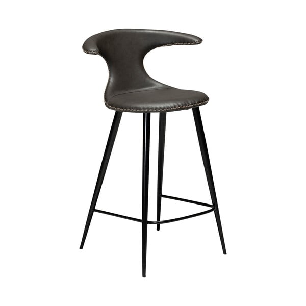 Tamsiai pilka odinė baro kėdė DAN-FORM Denmark Flair, aukštis 90 cm