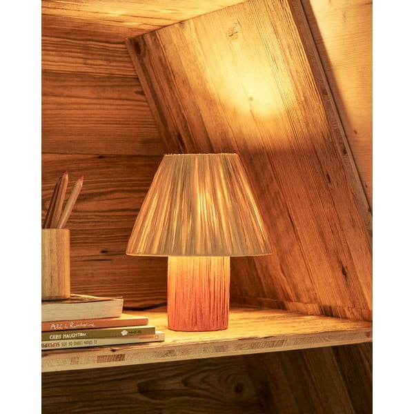 Natūralios spalvos/terakotos spalvos stalinis šviestuvas (aukštis 25 cm) Pulmi – Kave Home-image-1