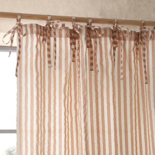 Terakotos spalvos permatoma užuolaida 140x229 cm Zanzibar Stripe – Pineapple Elephant