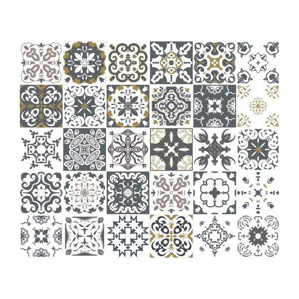 30 sieninių lipdukų rinkinys Ambiance Wall Decal Cement Tiles Antalya, 15 x 15 cm-image-2