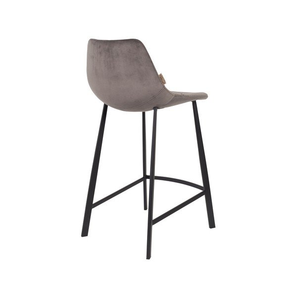 2 pilkų baro kėdžių su aksomo apmušalais rinkinys Dutchbone, aukštis 91 cm-image-4