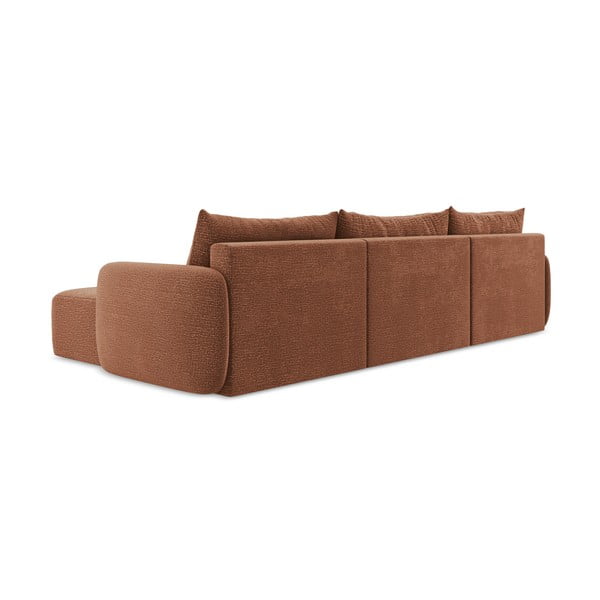 Raudonos plytų spalvos sulankstoma/su sandėliavimo vieta kampinė sofa Kalena – Makamii-image-4