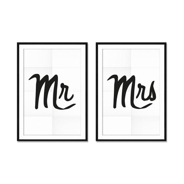 2 paveikslų rinkinys Really Nice Things Mr&Mrs, 40 x 60 cm