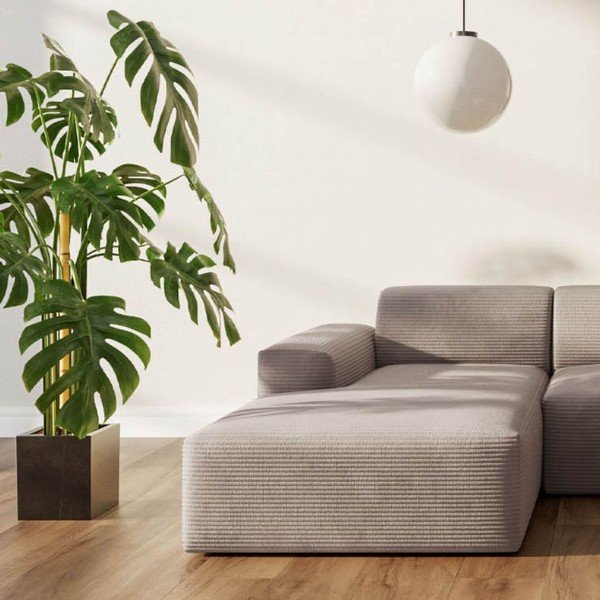 Smėlio spalvos iš kordinio velveto kampinė sofa (su kairiuoju kampu/su gultu) Villet – Rodier-image-3