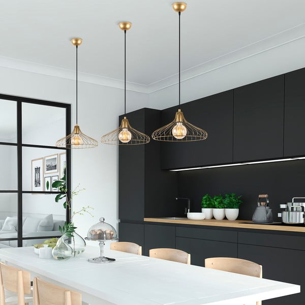 Auksinės spalvos kabantis šviestuvas ø 36 cm su metaliniu gaubtu Depay – Opviq lights-image-2