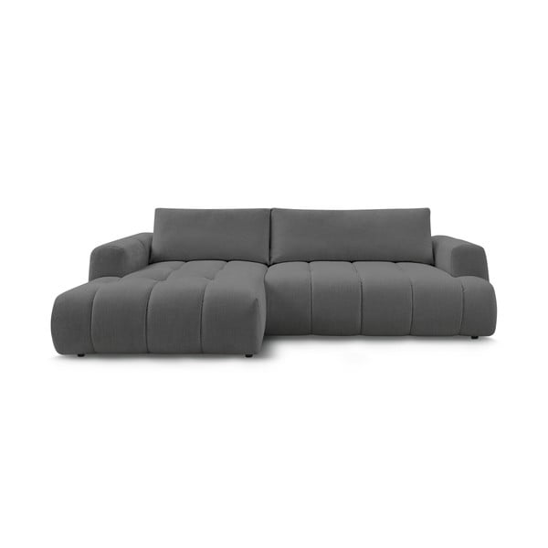 Tamsiai pilkos spalvos sulankstoma/su sandėliavimo vieta kampinė sofa (su kairiuoju kampu/su gultu) Fuji – Bobochic Paris