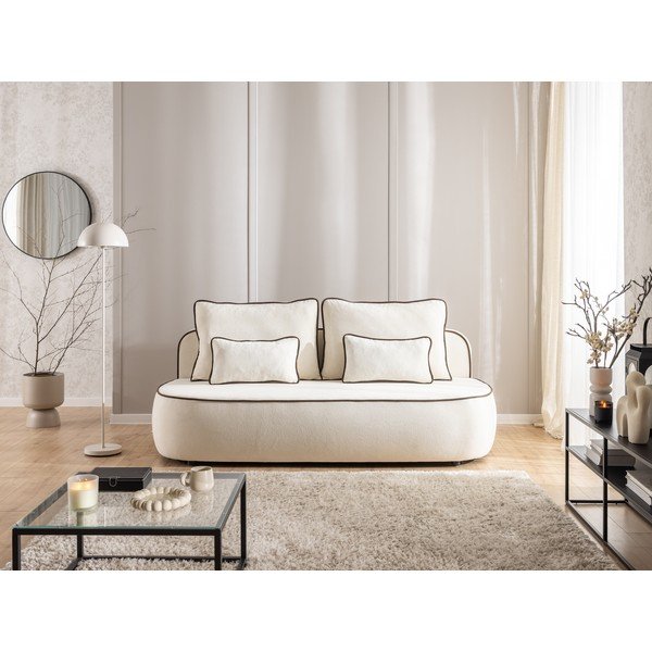 Rudos spalvos/kreminės spalvos sulankstoma/su sandėliavimo vieta sofa iš velveto 210 cm Saga – Ropez-image-1