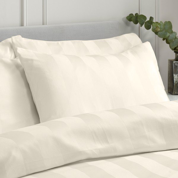 Kreminės spalvos iš satino viengulė patalynė 135x200 cm So Soft Satin Stripe – Catherine Lansfield-image-2