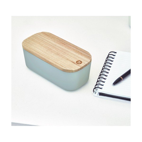 Pilka dėžutė su dangteliu pagaminta iš paulovnijos medienos iDesign Eco, 9 x 18,3 cm-image-1