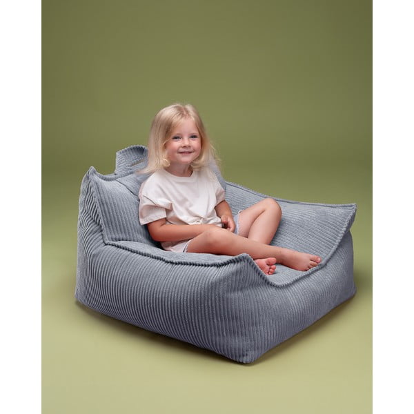 Mėlynos spalvos iš kordinio velveto vaikiškas sėdmaišis Chair – Wigiwama-image-1