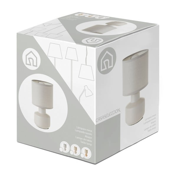 Keramikinis stalinis šviestuvas smėlio spalvos (aukštis 22 cm) su tekstiliniu gaubtu – Casa Selección-image-4