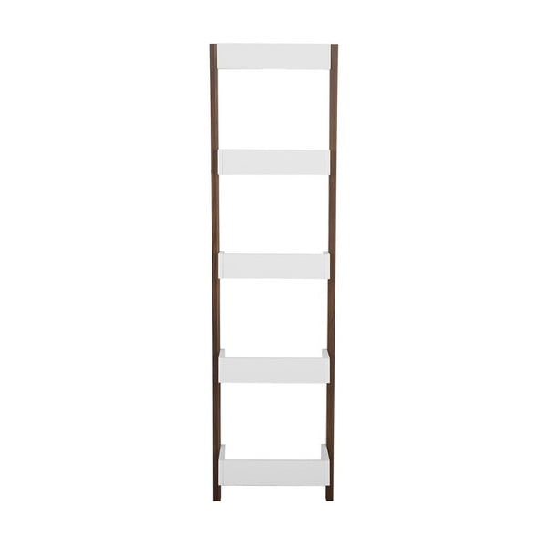 Baltos ir rudos spalvos "Monobeli Amy" kopėčios su lentynomis, aukštis 166 cm