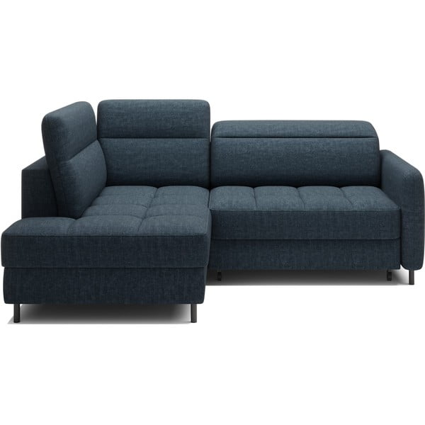 Mėlynos spalvos iš velveto sulankstoma/su sandėliavimo vieta kampinė sofa (su kairiuoju kampu/„L“ formos) Barea – ELTAP