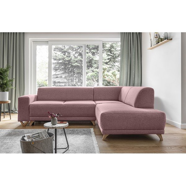 Rožinės spalvos sulankstoma/su sandėliavimo vieta kampinė sofa (su dešiniuoju kampu/„L“ formos) Classy Sophie – Miuform-image-1