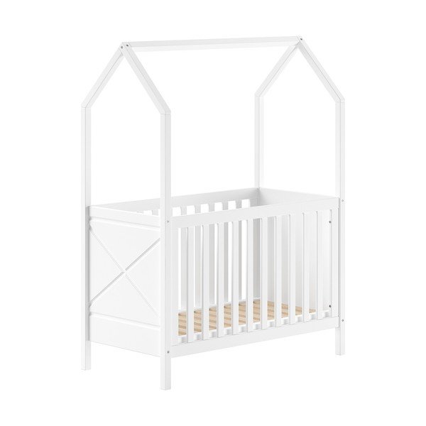 Baltos spalvos iš pušies masyvo vaikiška lovelė reguliuojamas aukštis 60x120 cm Scott – Vipack