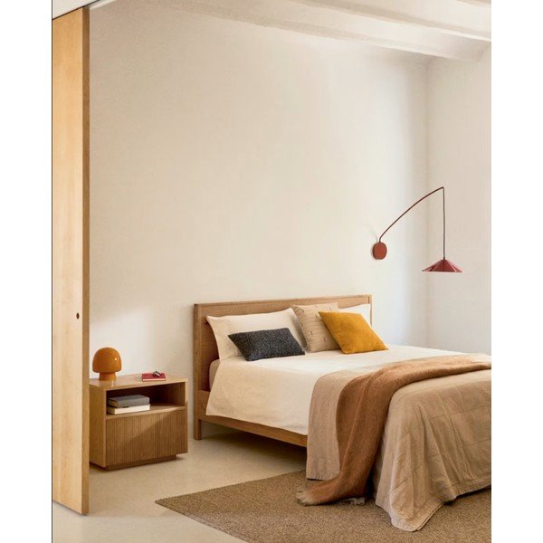 Natūralios spalvos iš ąžuolo masyvo viengulė lova su lovos grotelėmis 90x190 cm Alguema – Kave Home-image-2