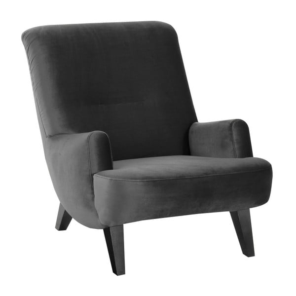 Antracito spalvos fotelis su juodomis kojomis "Max Winzer Brandford Suede