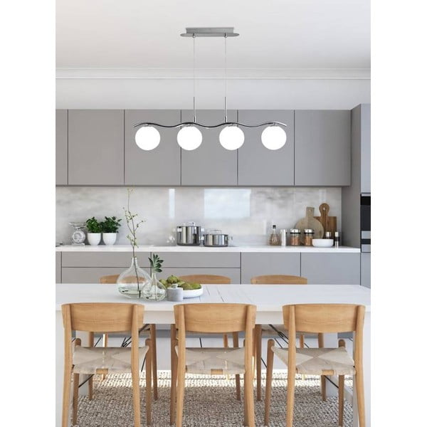 Sidabro spalvos pakabinamas šviestuvas su stikliniu gaubtu 12x79 cm Ramon - Candellux Lighting-image-1