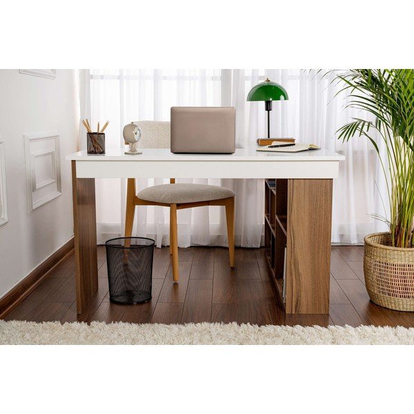 Rašomasis stalas iš riešutmedžio 120x130 cm Vesper – Kalune Design-image-4