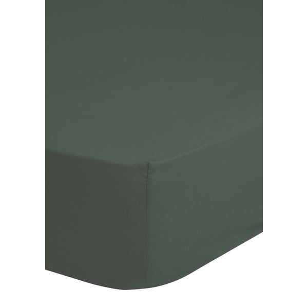 Alyvuogių žalios spalvos elastinga satino paklodė HIP, 160 x 200 cm-image-1