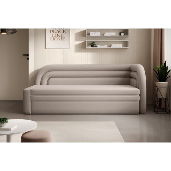 Smėlio spalvos iš velveto sulankstoma/su sandėliavimo vieta sofa su dešiniuoju kampu 223 cm Fabillo – ELTAP-image-1