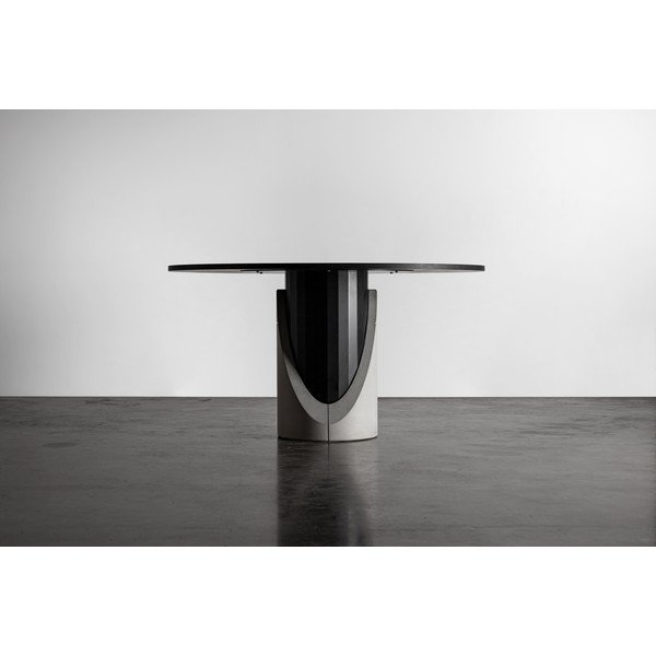 Apvalus valgomojo stalas su ąžuoliniu stalviršiu 140x140 cm Sharp - Lyon Béton-image-3