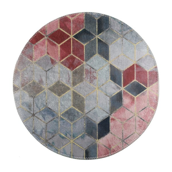 Skalbiamas apvalios formos kilimas rožinės spalvos/šviesiai pilkos spalvos ø 100 cm – Vitaus
