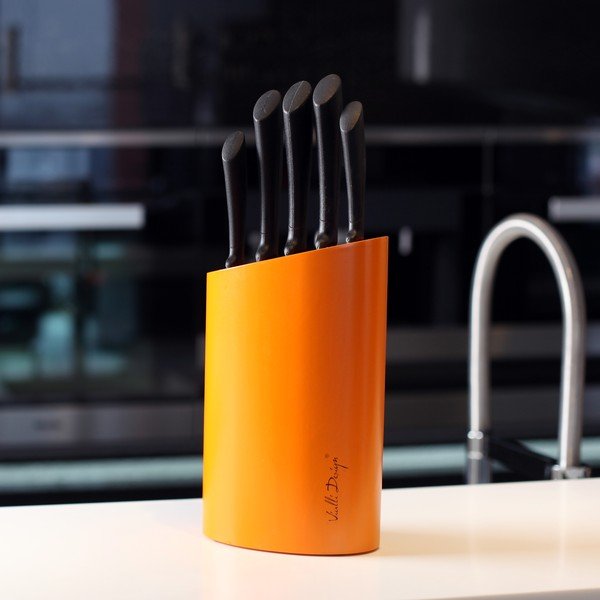 Oranžinis stovas su penkiais peiliais "Vialli Design-image-1