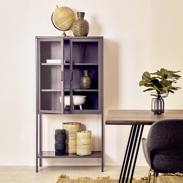 Pilkos spalvos iš plieno vitrina 75x150x35 cm Acier – Premier Housewares-image-1