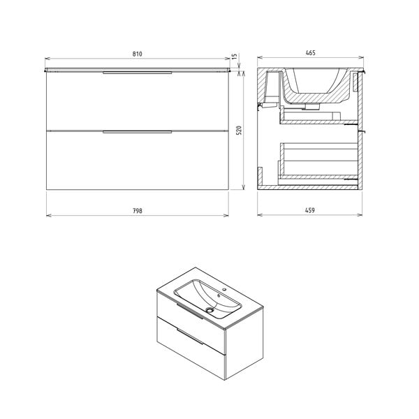 Pakabinama spintelė be kriauklės natūralios spalvos iš ąžuolo 80x52 cm Cirasa – Sapho-image-3