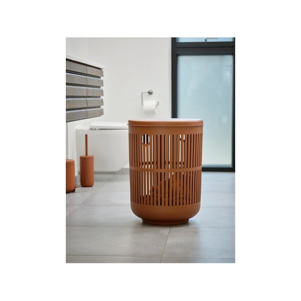 Iš plastiko šiukšliadėžė oranžinės spalvos su pedalu 4 l Ume – Zone-image-3