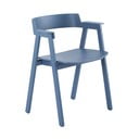 Mėlynos spalvos iš ąžuolo masyvo valgomojo kėdė su porankiais Flip – Gazzda