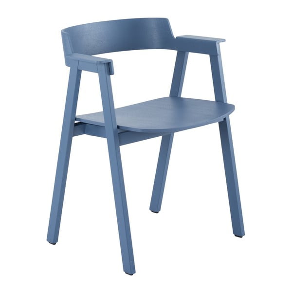 Mėlynos spalvos iš ąžuolo masyvo valgomojo kėdė su porankiais Flip – Gazzda